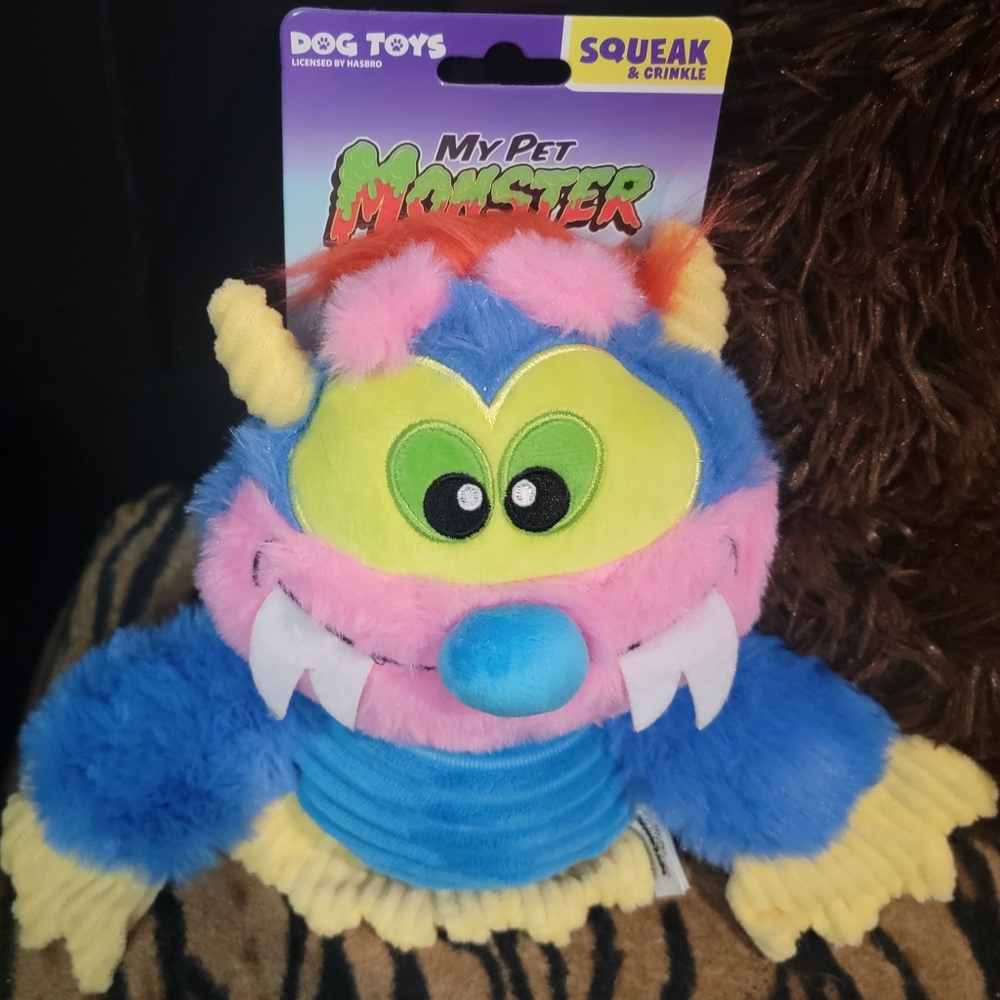 Dog Toy Pet Monster Plush Squeak And Crinkle Sz Sm /med